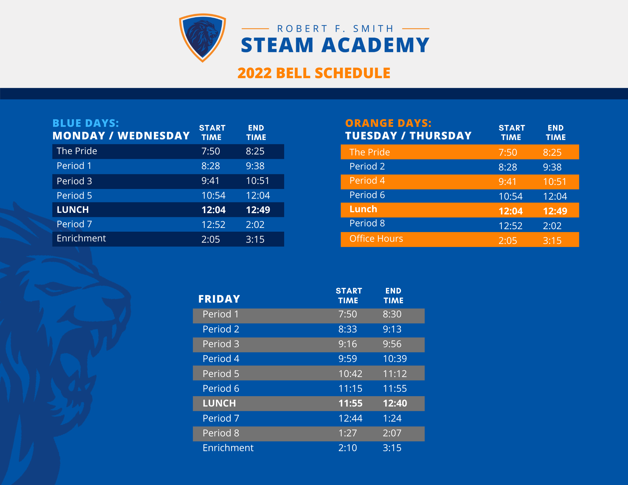 Robert F Smith 2021 2022 Bell And Bus Schedules