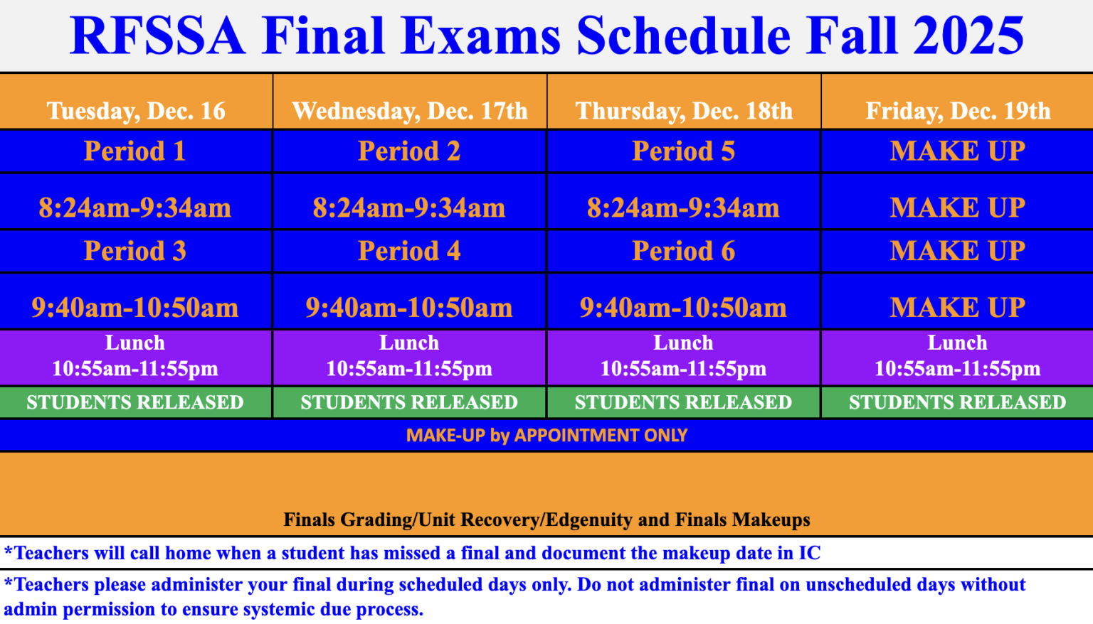 Robert F Smith » 🎓 STEAM Semester Final Exam Schedule — Fall 2025 🎓