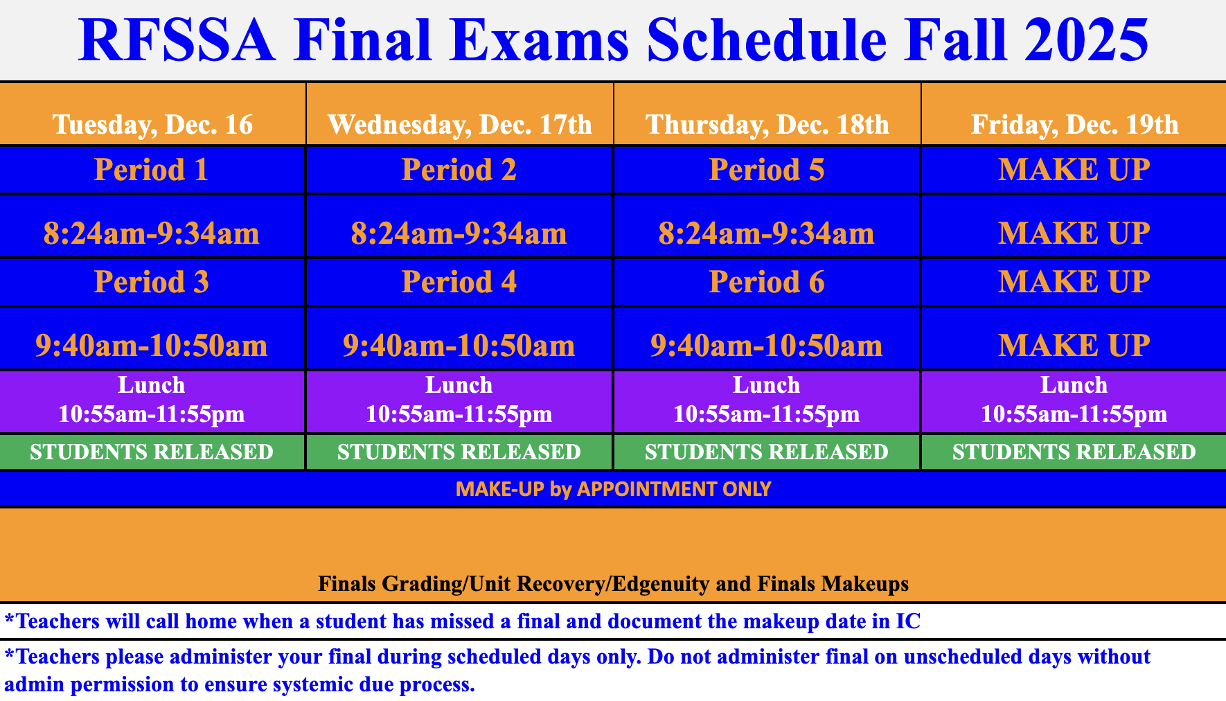 Robert F Smith » 🎓 STEAM Semester Final Exam Schedule — Fall 2025 🎓